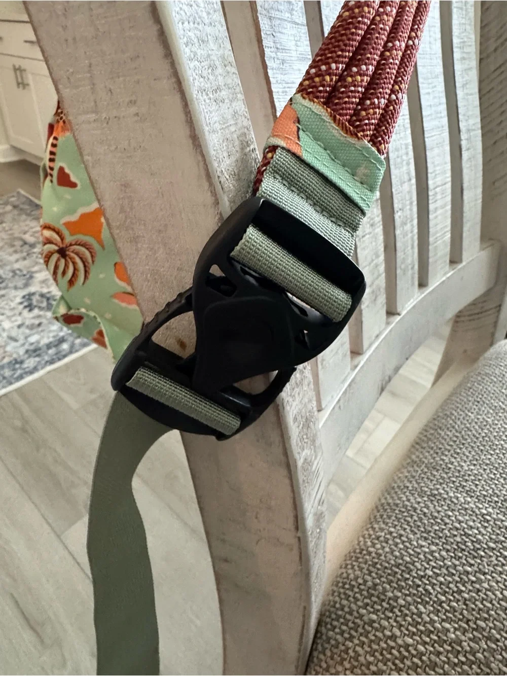Kavu Mint Green Sling Bag with Orange Palm Print